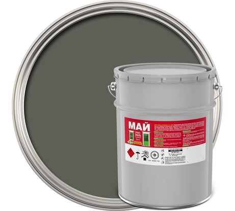 Грунт-эмаль на ржавчину МАЙ 3 в 1 серая, ведро 23 кг 211078