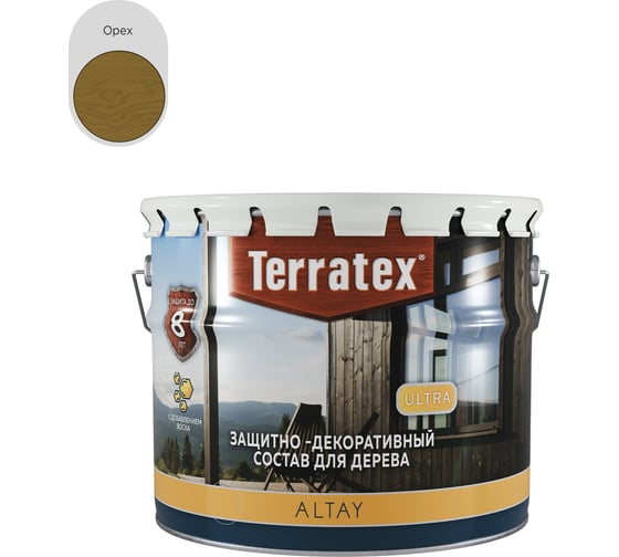 Деревозащитный декоративный состав ТЕРРАТЕКС ALTAY ULTRA Орех, 2.25кг / 3л /4 ЭК000145665