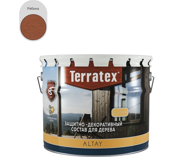 Деревозащитный декоративный состав ТЕРРАТЕКС ALTAY ULTRA Рябина, 2,25кг / 3л /4 ЭК000145667