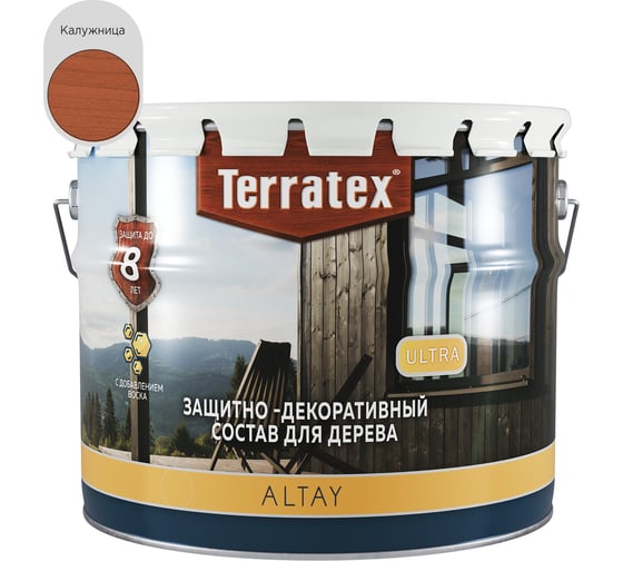 Деревозащитный декоративный состав ТЕРРАТЕКС ALTAY ULTRA Калужница, 7,5кг ЭК000145678 1