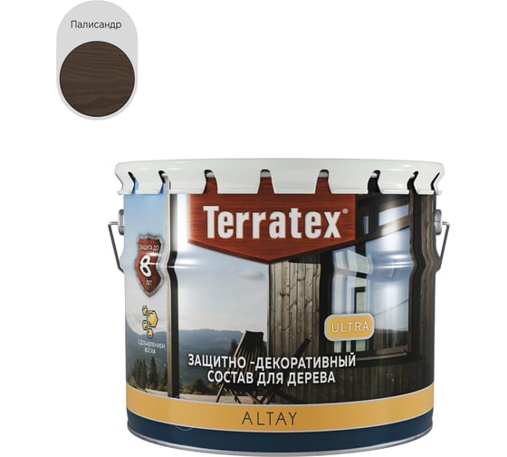 Деревозащитный декоративный состав ТЕРРАТЕКС ALTAY ULTRA Палисандр, 2,25кг / 3л /4 ЭК000145664