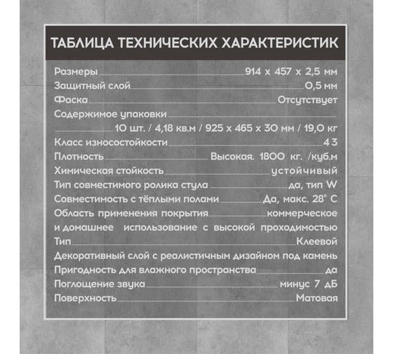 Виниловая LVT плитка I-FLOORS Glue, антрацит светлый 798065975