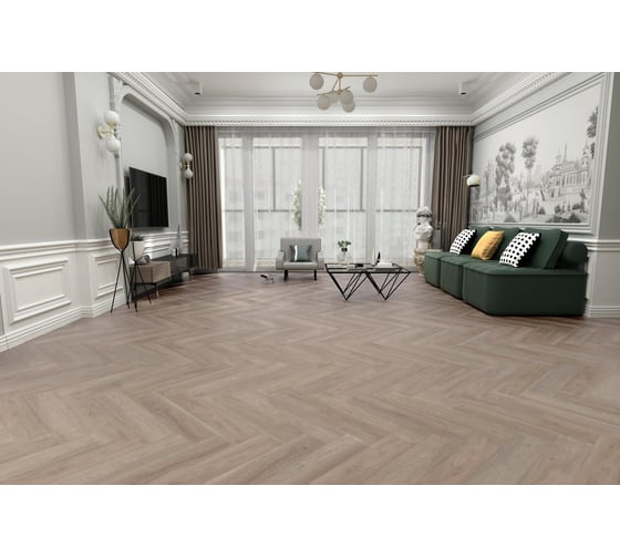 Кварцвиниловый SPC ламинат I-FLOORS Herringbone Дуб Модро 685323381