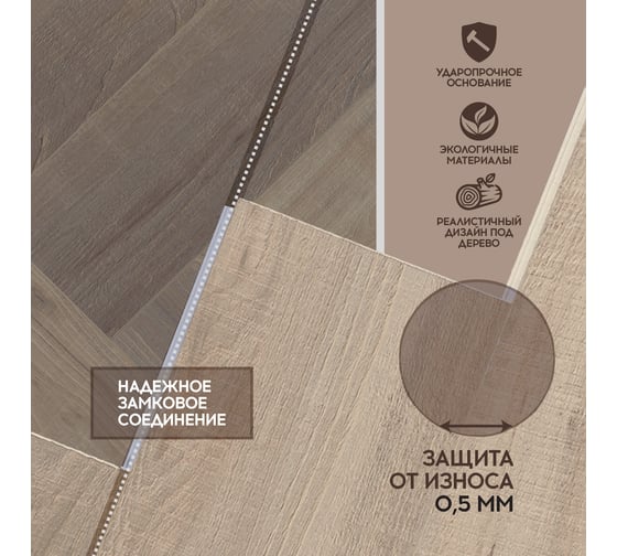 Кварцвиниловый SPC ламинат I-FLOORS Herringbone Дуб Модро 685323381