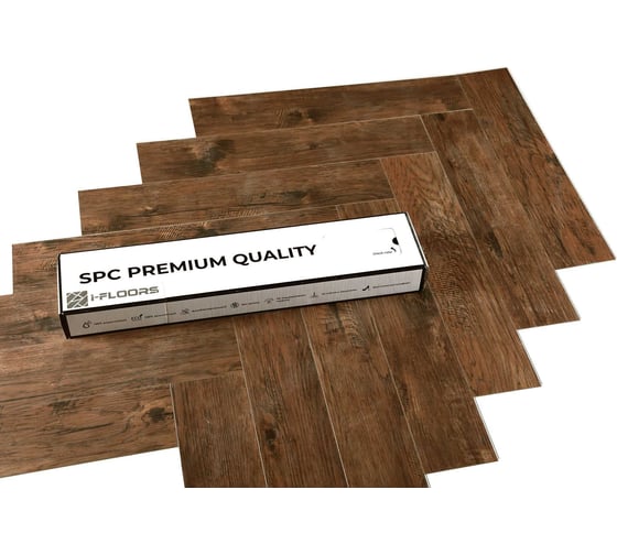 Кварцвиниловый SPC ламинат I-FLOORS Herringbone Дуб Монтебелло 685323372
