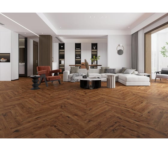 Кварцвиниловый SPC ламинат I-FLOORS Herringbone Дуб Монтебелло 685323372