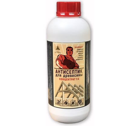 Антисептик для древесины концентрат 1:4 трудновымываемый бесцветный РЕКОРД 1 л АК2