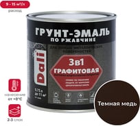 Грунт-эмаль по ржавчине DALI 3 в 1 Графитовая темная медь, 0.75 л 221455