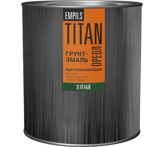 Грунт-эмаль быстросохнущая ОРЕОЛ TITAN матовая зеленая RAL 6005 2.2 л 83770