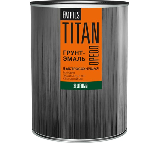 Грунт-эмаль быстросохнущая ОРЕОЛ TITAN матовая зеленая RAL 6005 0.75 л 83768