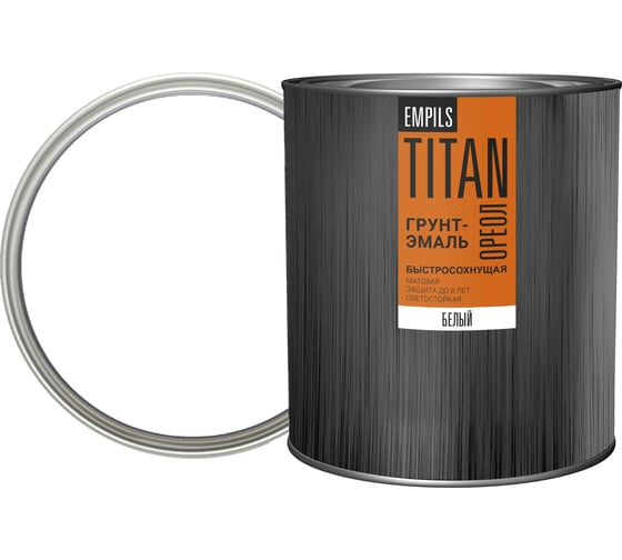 Грунт-эмаль быстросохнущая ОРЕОЛ TITAN матовая белая RAL 9010 2.2 л 2. 83762 1