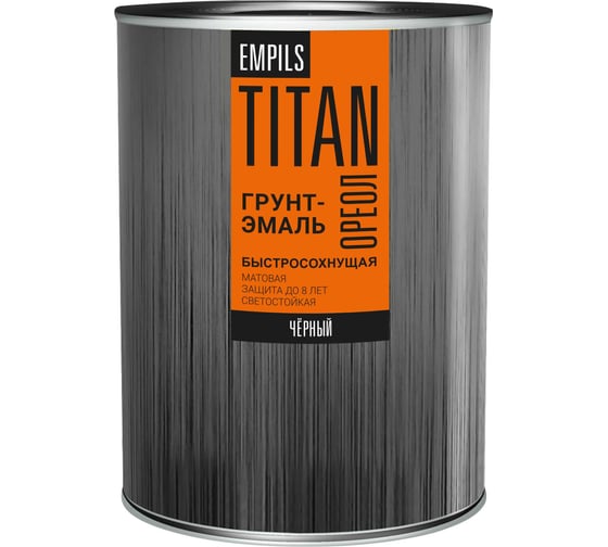 Грунт-эмаль быстросохнущая ОРЕОЛ ITAN матовая чёрная RAL 9005 0.75 л 83777