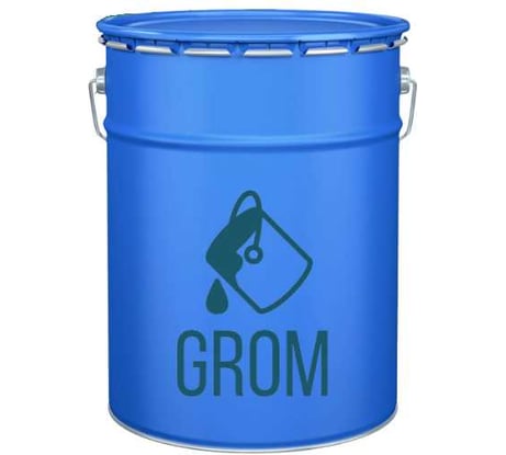 Грунт-эмаль с молотковым эффектом 3 в 1 GROM по металлу и ржавчине, глянцевая, черная, 10кг, 55256