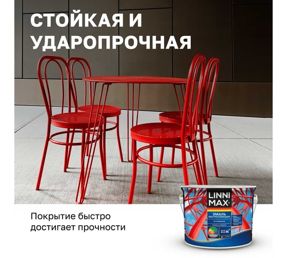 Эмаль быстросохнущая по ржавчине LINNIMAX шелковисто-матовая, RAL9003 948107130