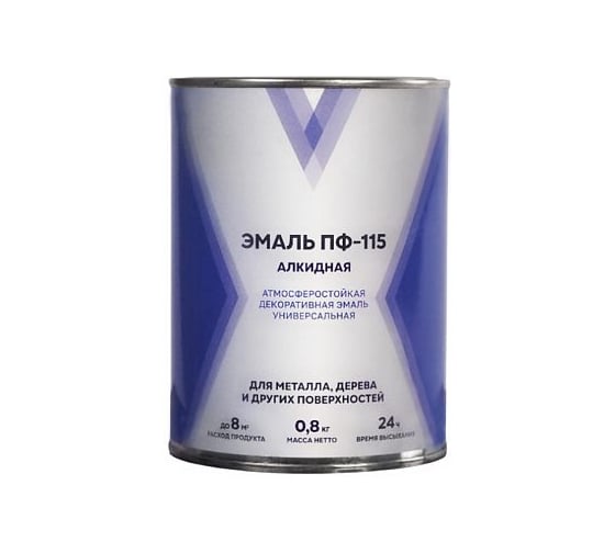 Эмаль V ПФ-115, алкидная, глянцевая, 0.8 кг, черная 276712