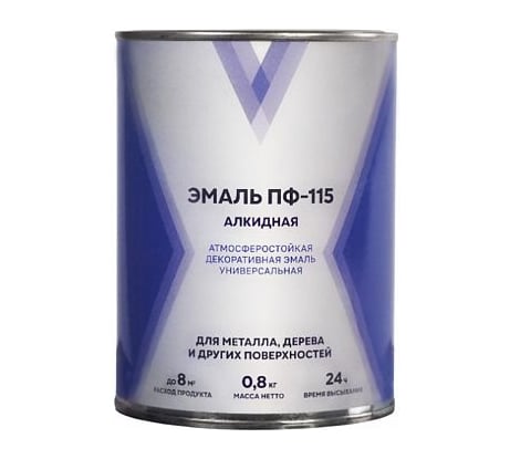 Эмаль V ПФ-115, алкидная, глянцевая, 0.8 кг, белая 276668
