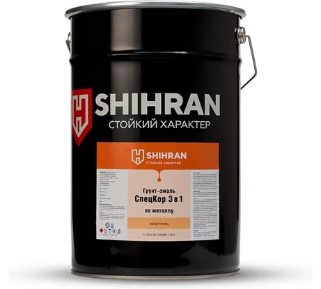Грунт-эмаль SHIHRAN СпецКор 3в1, полуглянец красная RAL 3020 25кг 007644
