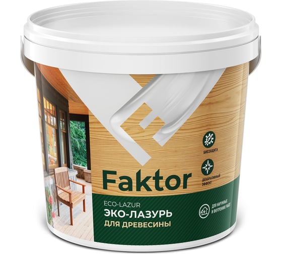 Эко-лазурь ЯРОСЛАВСКИЕ КРАСКИ FAKTOR для древесины дуб, ведро 0,9 кг О06852