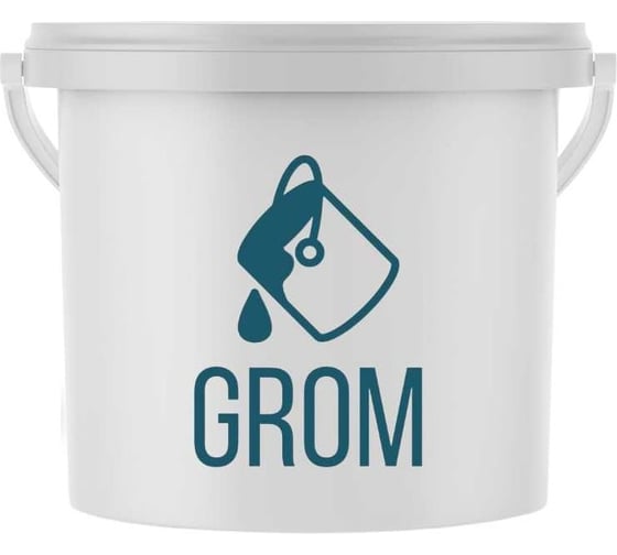 Краска интерьерная Grom ВД-АК для стен и потолков моющаяся, акриловая матовая, цвет РАЛ 7035 светло-серый, 3 кг 66993 1