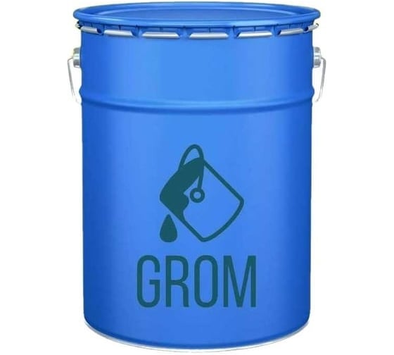 Полиуретановая краска по металлу Grom ПУ-2 глянцевая атмосферостойкая, химстойкая, цвет голубой, 9,5 кг 61011