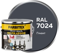 Грунт-эмаль по ржавчине 3в1 Farbitex графит 7024, 2.7 кг 4300016441