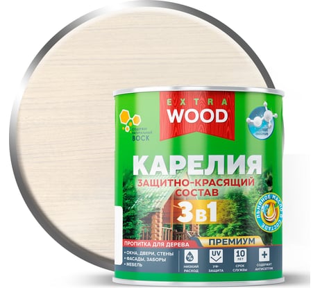 Защитно-красящий состав 3в1 Farbitex для древесины, белый, Карелия 0.75 л WOOD 4300016699