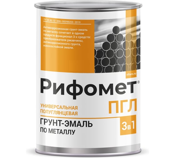 Краска грунт-эмаль 3в1 Рифомет полуглянцевая, 3 кг вишневый, RAL 3005 111019