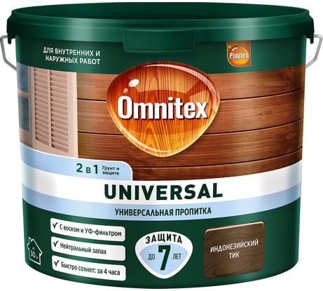 Пропитка Omnitex by Pinotex Universal 2 в 1 Индонезийский тик 2,5л 50035524