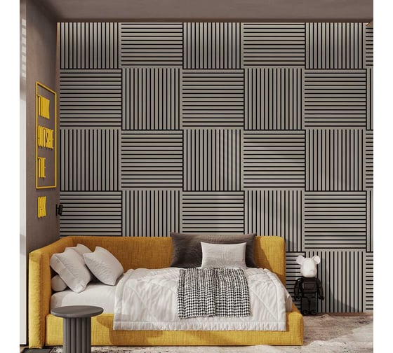 Панель стеновая акустическая STELLA Comfort De Luxe Sandgrau 600x600x9 (уп.1шт.) ЦБ-00016385