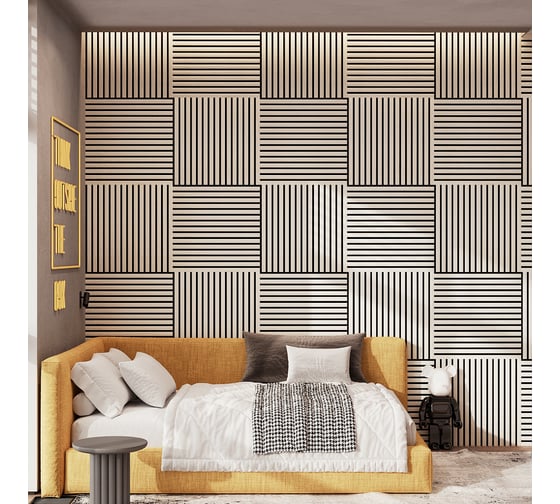 Панель стеновая акустическая STELLA МДФ Comfort Standart Лиственница Лагерта 600x600x9 (уп.1шт.) ЦБ-00016292