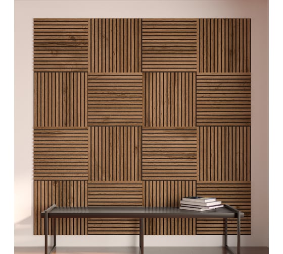 Панель стеновая акустическая STELLA МДФ Comfort Light Пекан 600x600x9 (уп.1шт.) ЦБ-00016291