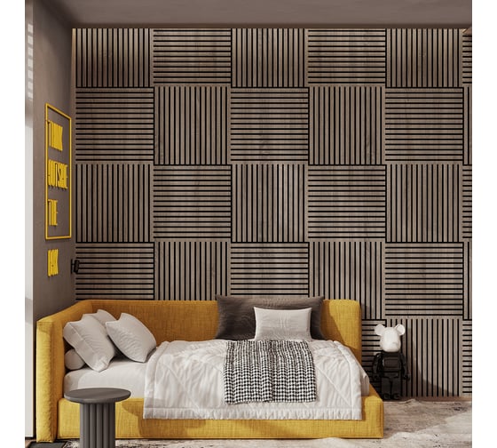 Панель стеновая акустическая STELLA МДФ Comfort Standart Дуб Винтаж 600x600x9 (1шт.упак.) ЦБ-00015501