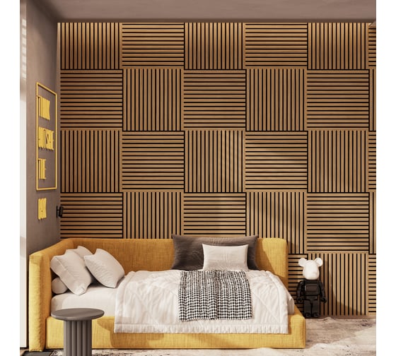 Панель стеновая акустическая STELLA Comfort Standart Дуб Сальвадор 600x600x9 (уп.1шт.) ЦБ-00015902