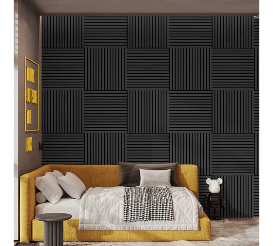 Панель стеновая акустическая STELLA Comfort De Luxe Black Lead 600x600x9 (уп.1шт.) ЦБ-00016382