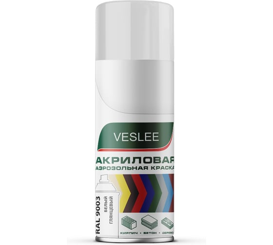 Аэрозольная краска Veslee белый глянцевый RAL 9003 V9003