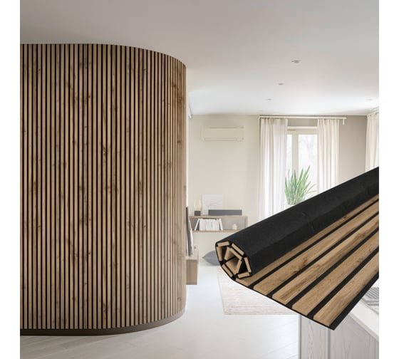 Панель стеновая акустическая STELLA МДФ Comfort Light Пекан 2780x600x9 (уп.1шт.) ЦБ-00016288