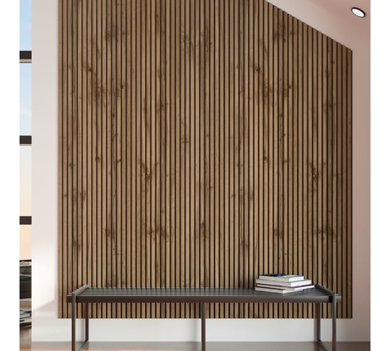 Панель стеновая акустическая STELLA МДФ Comfort Light Пекан 2780x600x9 (уп.1шт.) ЦБ-00016288