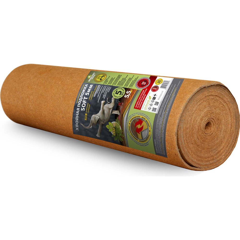 Хвойная подложка в рулоне STEICO (5 мм 5,5 кв.м, 1 шт) 82349453 ...