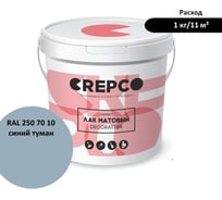 Матовый влагостойкий лак ITALICA (CREPCO) цвета Синий Туман/Foggy Blue, для декоративной штукатурки и деревянных поверхностей, для любых помещений снаружи и внутри 792-2507010