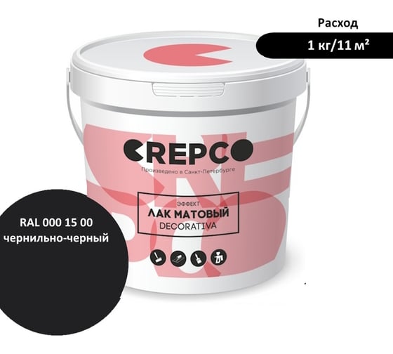 Матовый влагостойкий лак ITALICA (CREPCO) цвета Чернильно-черный/Ink Black, для декоративной штукатурки и деревянных поверхностей, для любых помещений снаружи и внутри 792-0001500