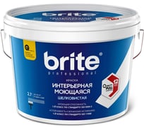 Интерьерная моющаяся краска BRITE PROFESSIONAL шелковистая база С, ведро 2,7 л О02243