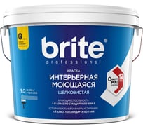 Интерьерная моющаяся краска BRITE PROFESSIONAL шелковистая база С (для колеровки), ведро 9 л О02244