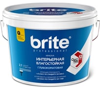 Интерьерная влагостойкая краска BRITE PROFESSIONAL глубокоматовая база С, ведро 2,7 л О02253