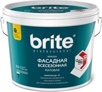 Фасадная краска BRITE PROFESSIONAL всесезонная, матовая база С (для колеровки), ведро 9 л О02488