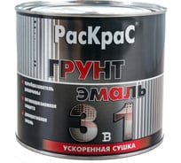 Грунт-эмаль 3 в 1 РасКрас (черная; банка 1.9 кг) 4690417021123