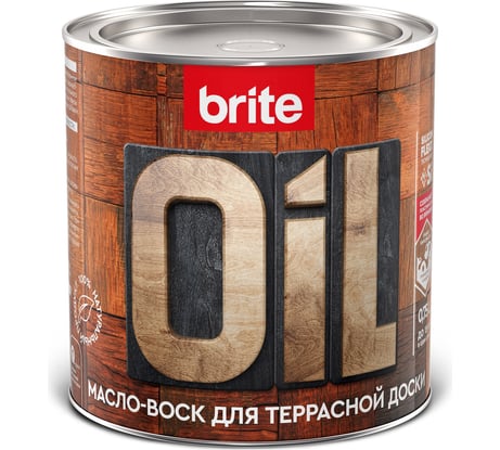 Масло-воск для террасной доски BRITE FLEXX бесцветное, банка 0.75 л, 212475