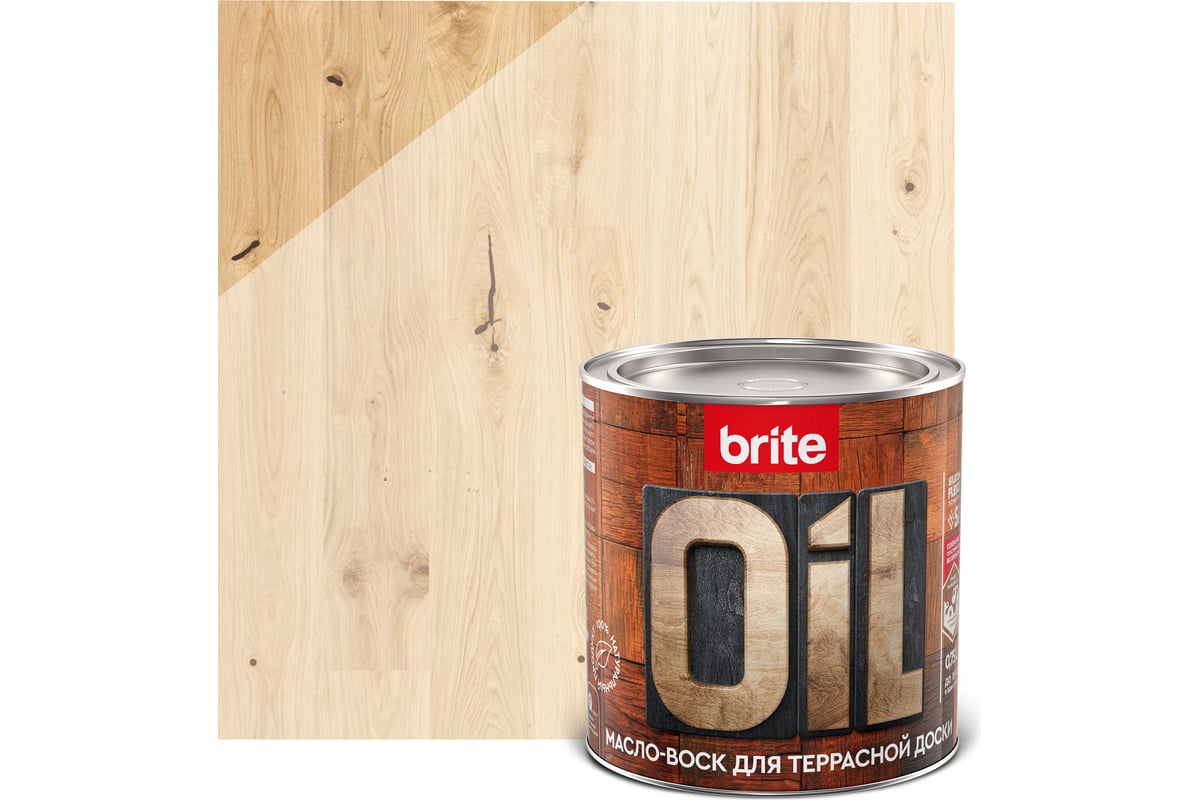 Масло-воск для террасной доски BRITE FLEXX белое, банка 0.75 л, 212473 ...