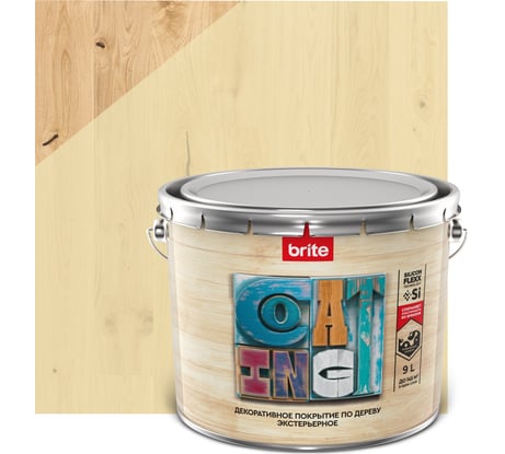 Декоративное покрытие по дереву BRITE FLEXX экстерьерное беленый дуб, ведро 9 кг 212455