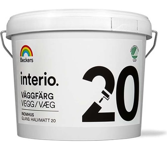 Краска Beckers Interio Vaggfarg 20 A белая п/мат, 9 л 710010102 1