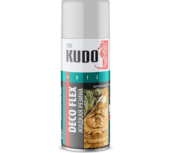 Аэрозольная краска в баллончике KUDO DECO FLEX для декоративных работ ЖИДКАЯ РЕЗИНА алюминий KU-5336